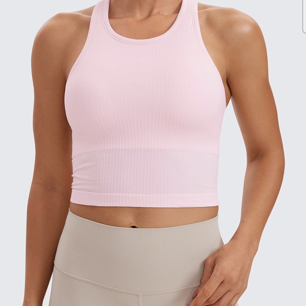 NWOT Women's Pink Ribbed Racerback Athletic Tank Top XXS